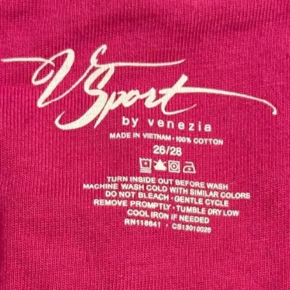 V Sports by Venezia Plus Size 26/28 Multicolor Striped Short Sleeve Hood… - Picture 4 of 5